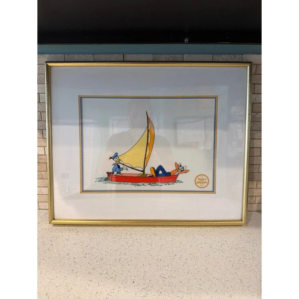 Disney Animation 1990 L/E Sericel (No Sail W/Donald & Goofy) Framed